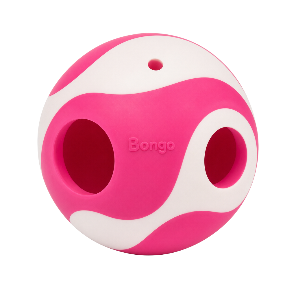 Pink and white swirl Bongo ball with large side openings